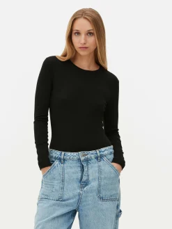 Femme Primark Hauts Et T-Shirts|Body Côtelé à Manches Longues