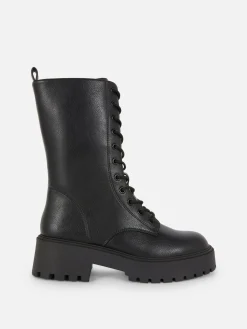 Femme Primark Bottes|Bottes De Motard épaisses à Lacets
