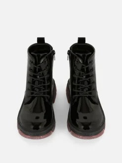 Enfant Primark Bottes Et Bottes En Caoutchouc|Bottes En Simili Cuir Verni à Semelles Scintillantes