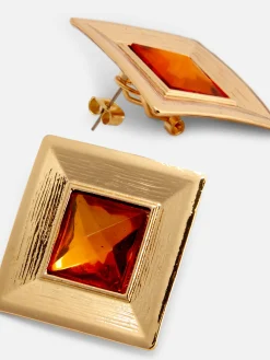 Femme Primark Bijoux|Boucles D'oreilles Carrées à Fausses Gemmes Rita Ora