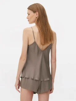 Femme Primark Hauts De Pyjama|Caraco De Pyjama Court En Satin à Col En V