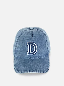 Femme Primark Chapeaux, Gants Et Écharpes|Denim|Casquette De Baseball En Denim Avec Initiale
