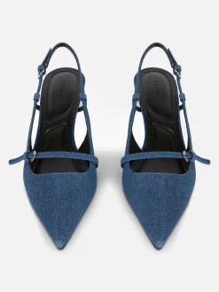 Femme Primark Chaussures À Talons|Denim|Chaussures En Jean à Talon Bas Et Boucle