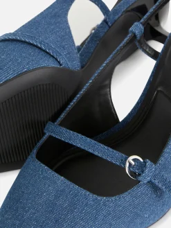 Femme Primark Chaussures À Talons|Denim|Chaussures En Jean à Talon Bas Et Boucle