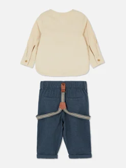 Primark Ensembles Et Tenues|Chemise Boutonnée Et Pantalon Avec Bretelles