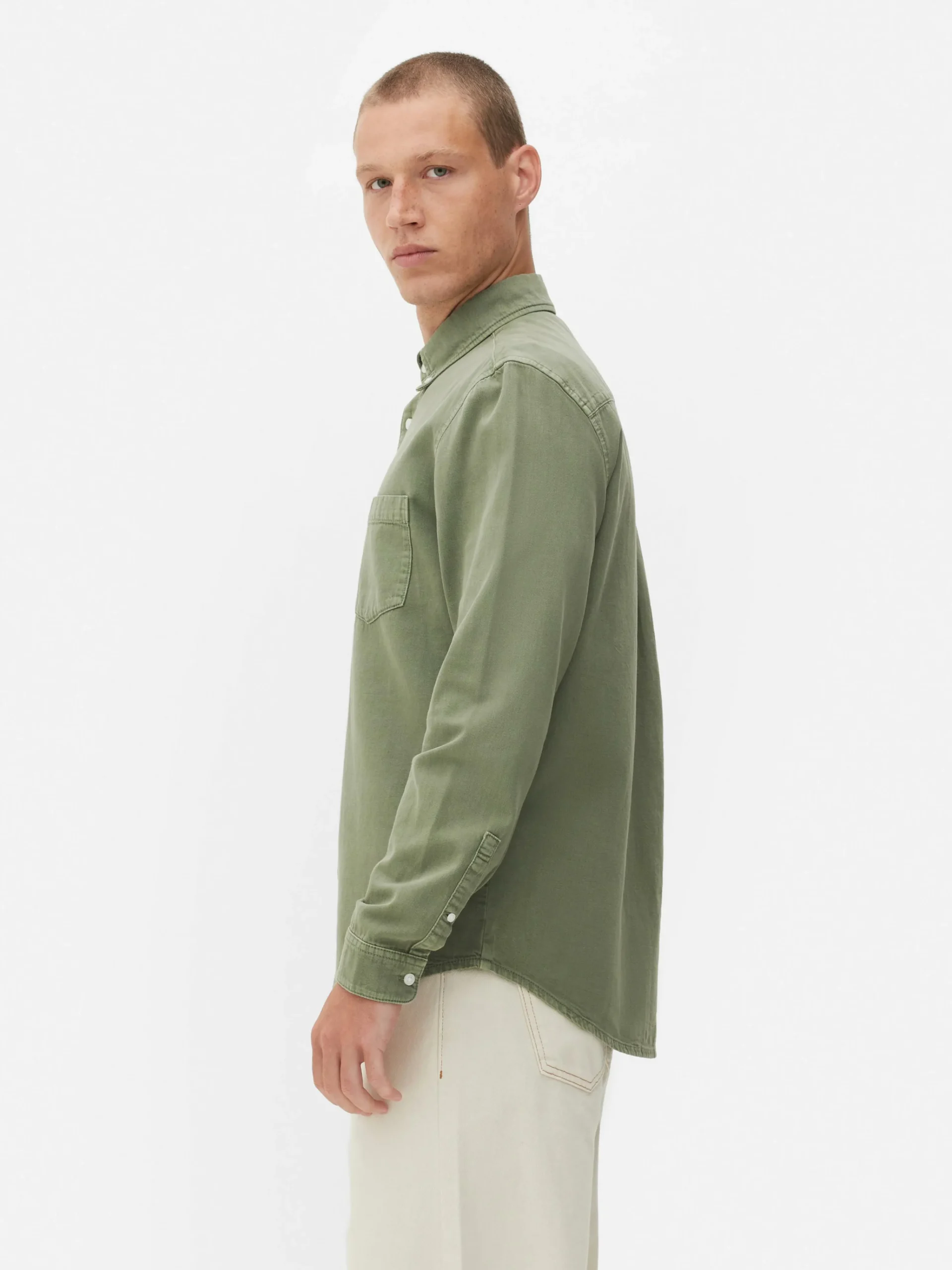 Homme Primark Chemises|Chemise En Sergé De Coton à Manches Longues