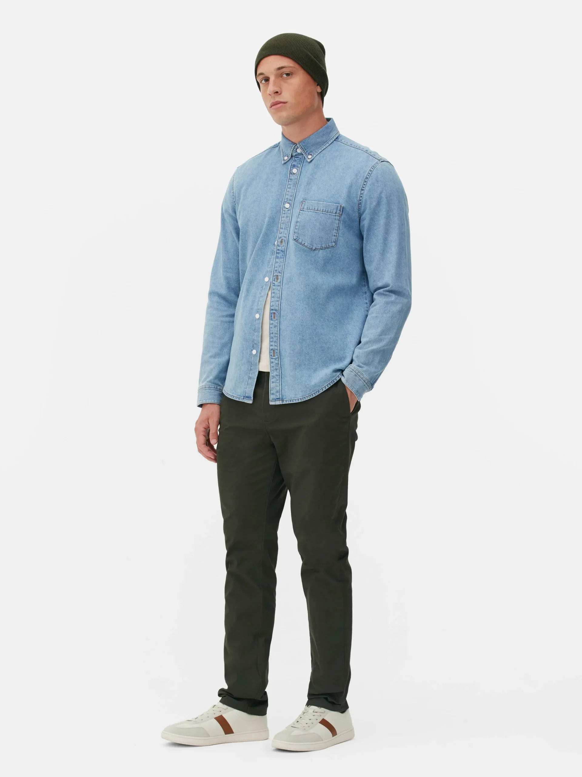 Homme Primark Chemises|Chemise En Sergé De Coton à Manches Longues