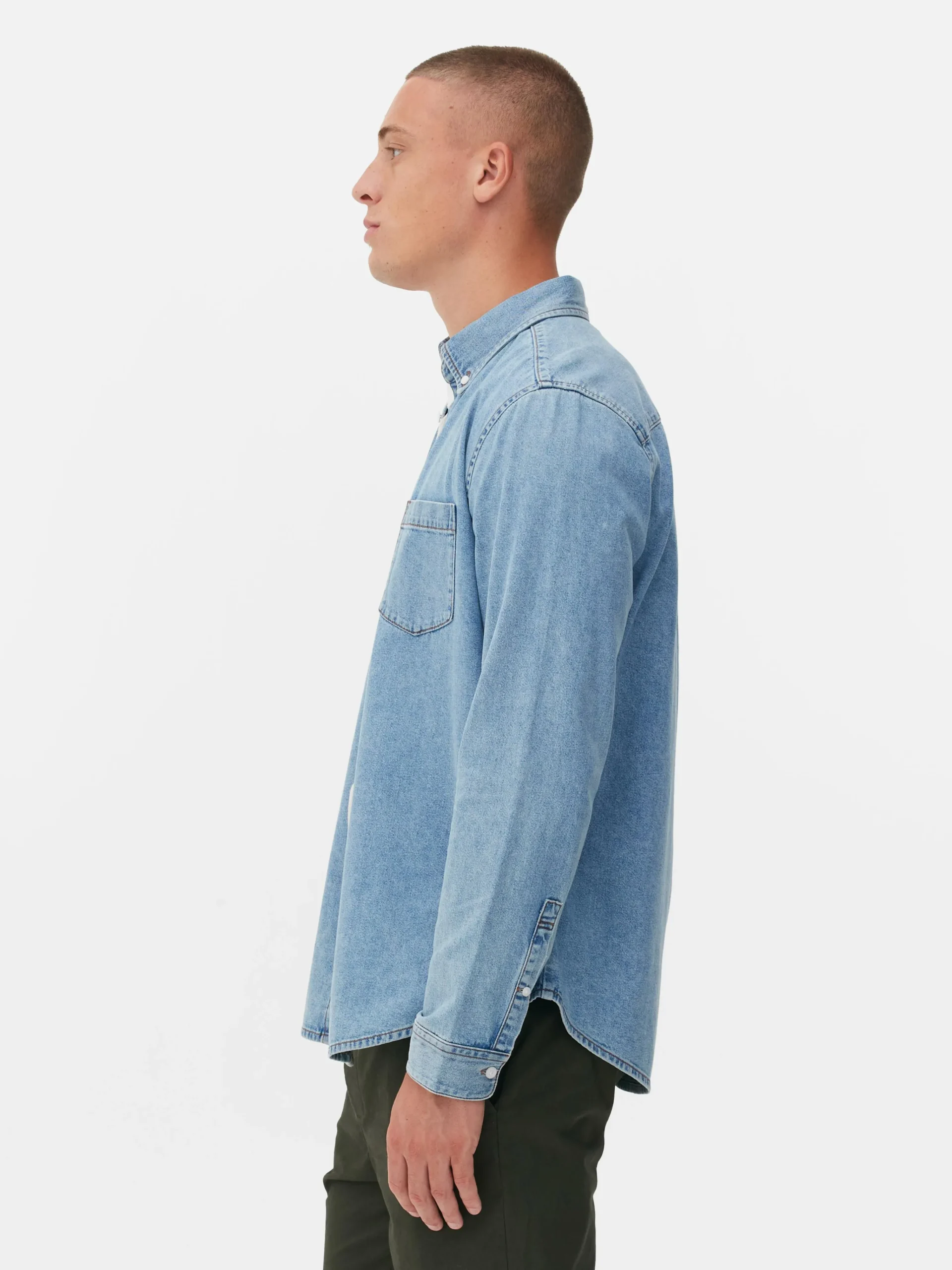 Homme Primark Chemises|Chemise En Sergé De Coton à Manches Longues