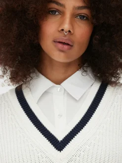 Femme Primark Pulls Et Gilets|Chemise Et Pull Deux-en-un De Style Universitaire