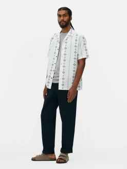 Homme Primark Chemises|Chemise Froissée à Manches Courtes Et Motif Géométrique