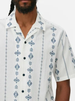 Homme Primark Chemises|Chemise Froissée à Manches Courtes Et Motif Géométrique
