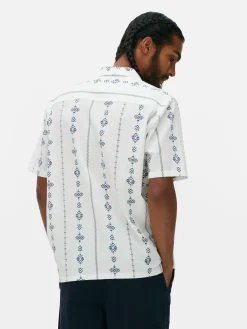 Homme Primark Chemises|Chemise Froissée à Manches Courtes Et Motif Géométrique