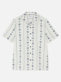 Homme Primark Chemises|Chemise Froissée à Manches Courtes Et Motif Géométrique