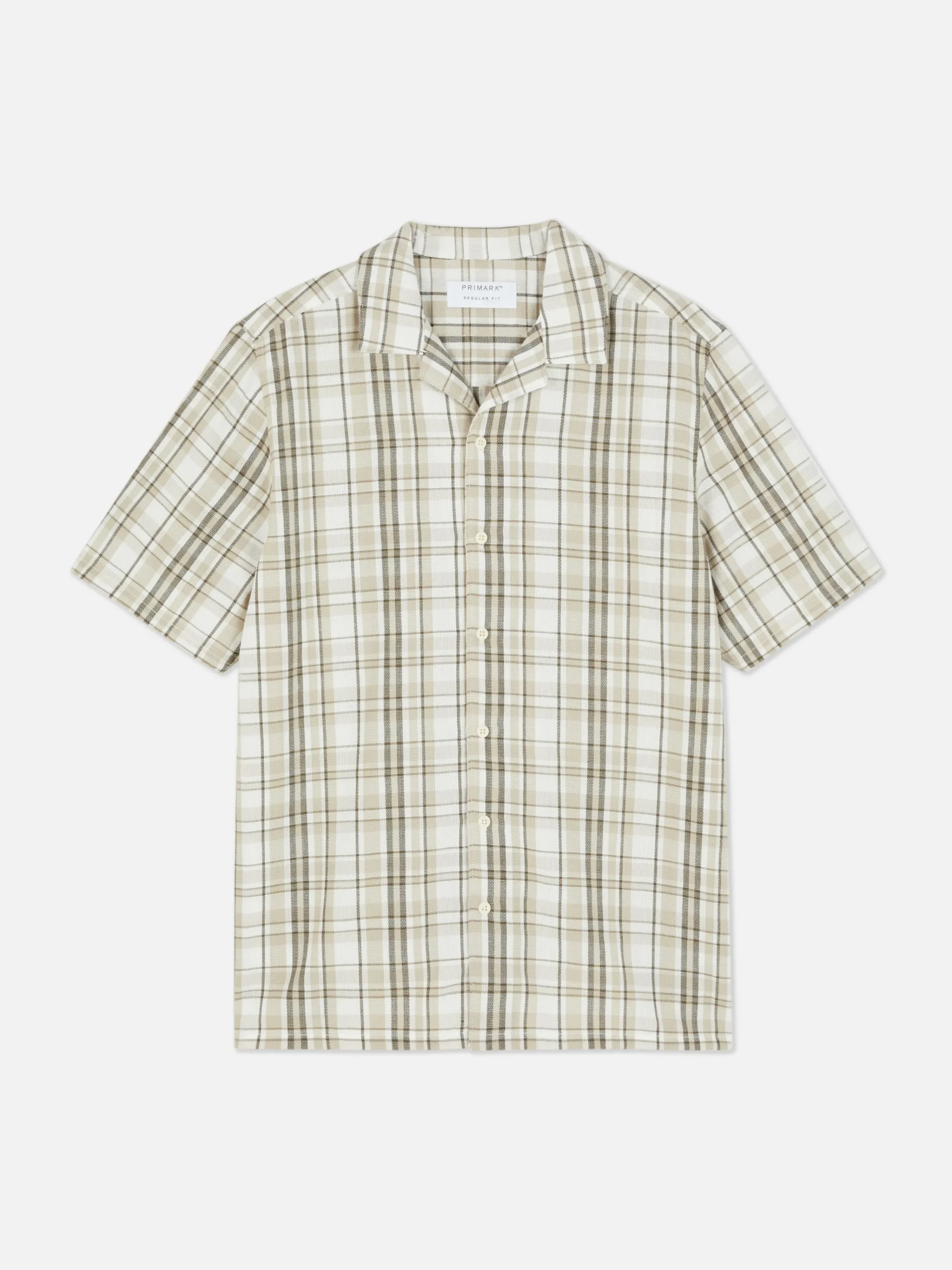 Homme Primark Chemises|Chemise Texturée à Carreaux Et à Manches Courtes
