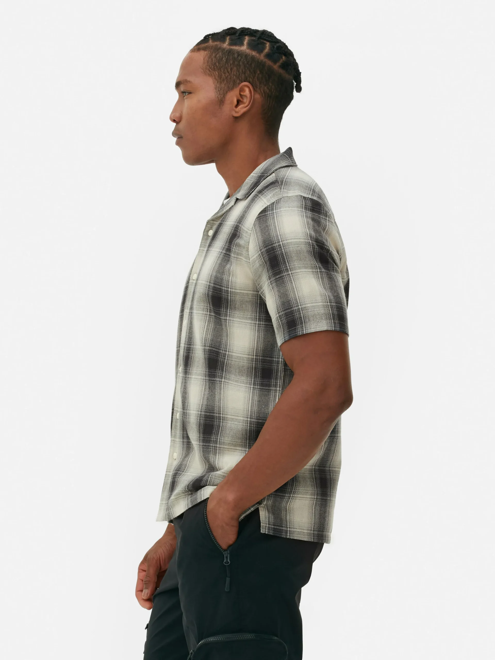 Homme Primark Chemises|Chemise Texturée à Carreaux Et à Manches Courtes