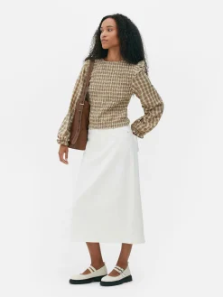 Femme Primark Chemises Et Blouses|Chemisier Froncé à Carreaux Et Manches Longues