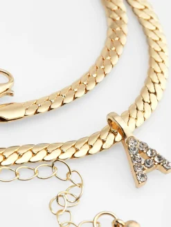 Femme Primark Bijoux|Collier Chaîne Serpent Avec Initiale En Strass