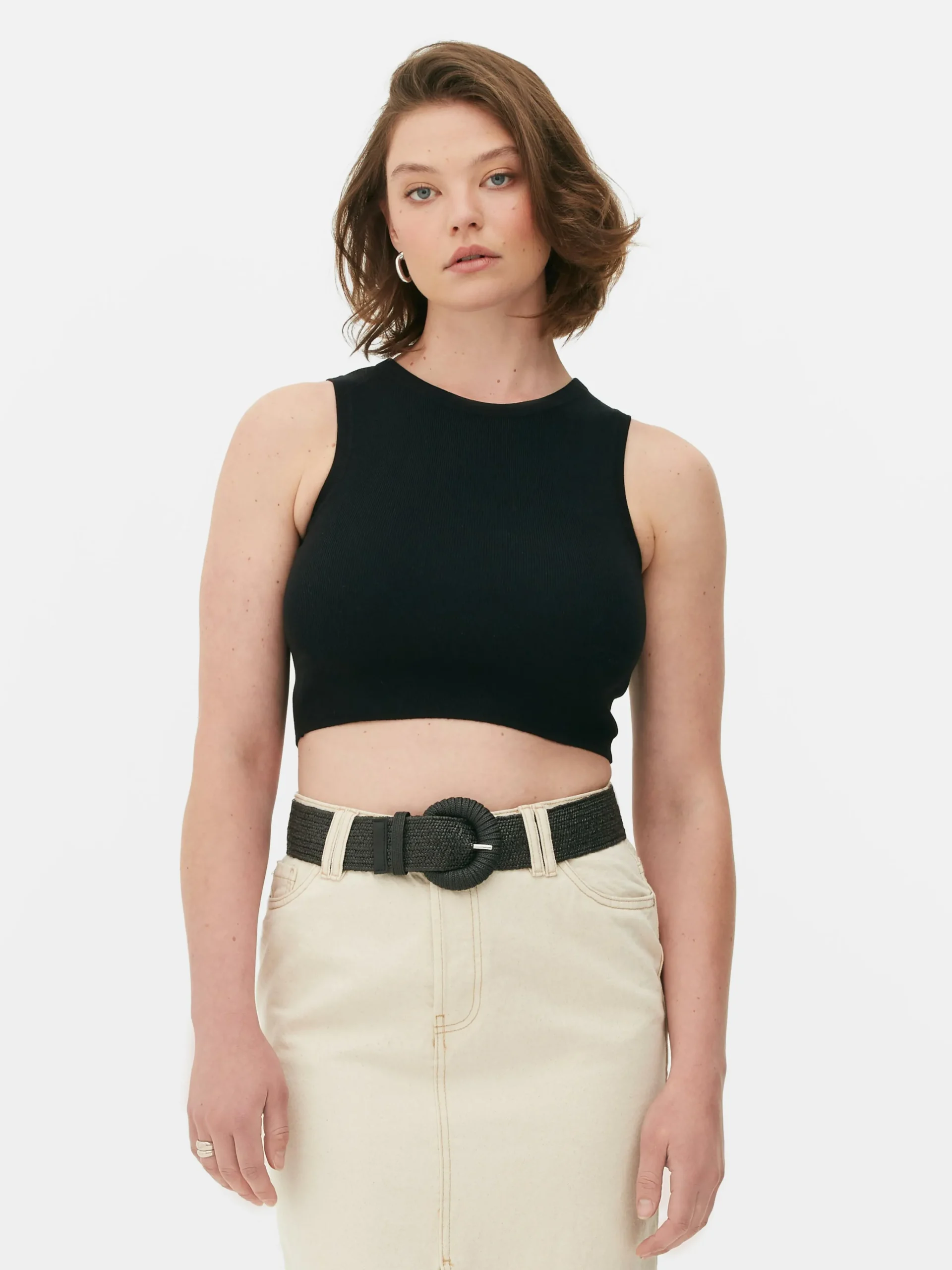 Femme Primark Hauts Et T-Shirts|Débardeur Court à Col Ras-du-cou En Maille Côtelée