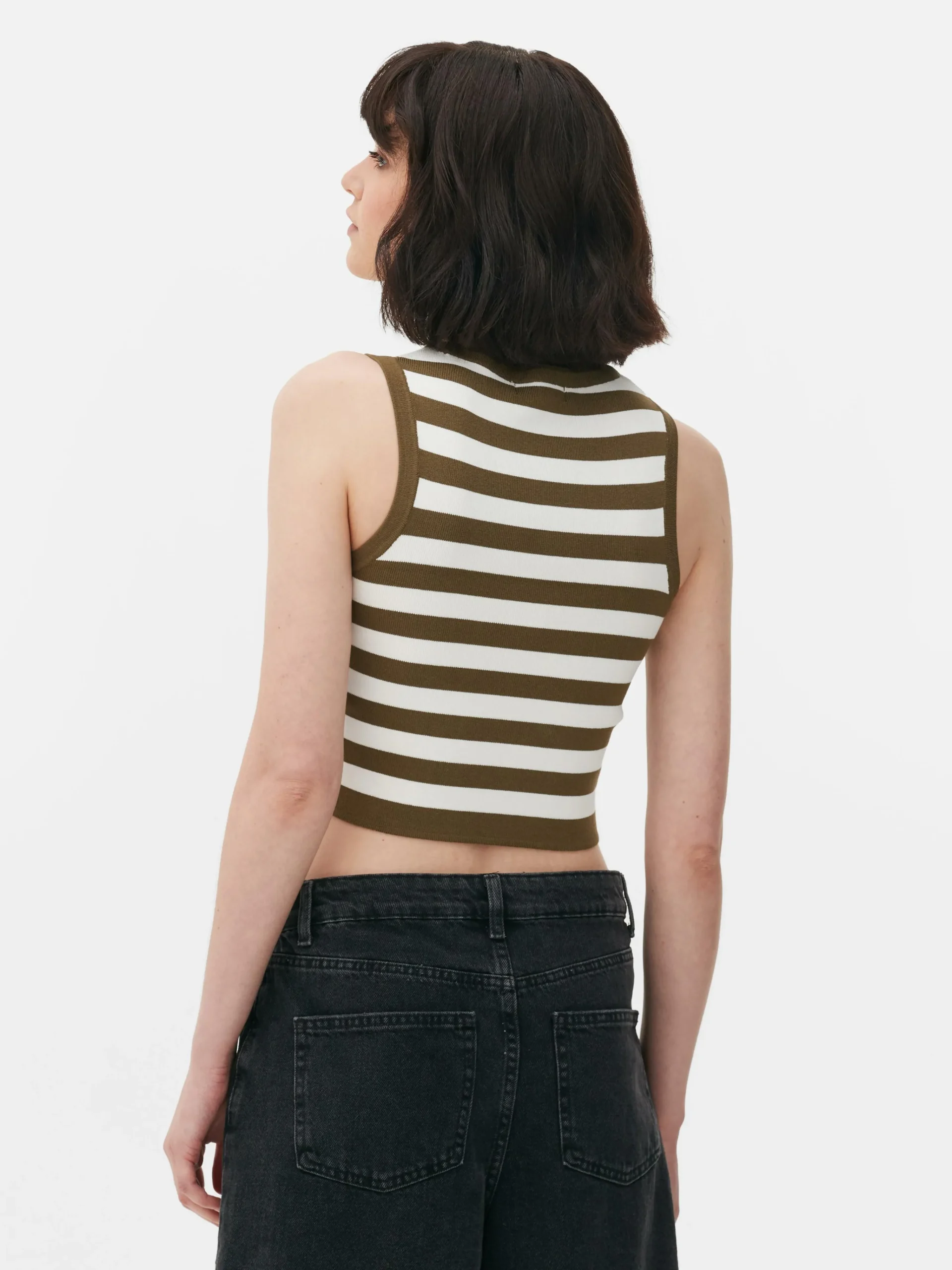 Femme Primark Hauts Et T-Shirts|Débardeur Court à Col Ras-du-cou En Maille Côtelée