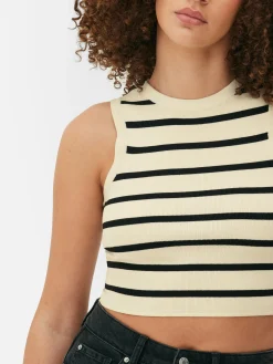 Femme Primark Hauts Et T-Shirts|Débardeur Court à Col Ras-du-cou En Maille Côtelée