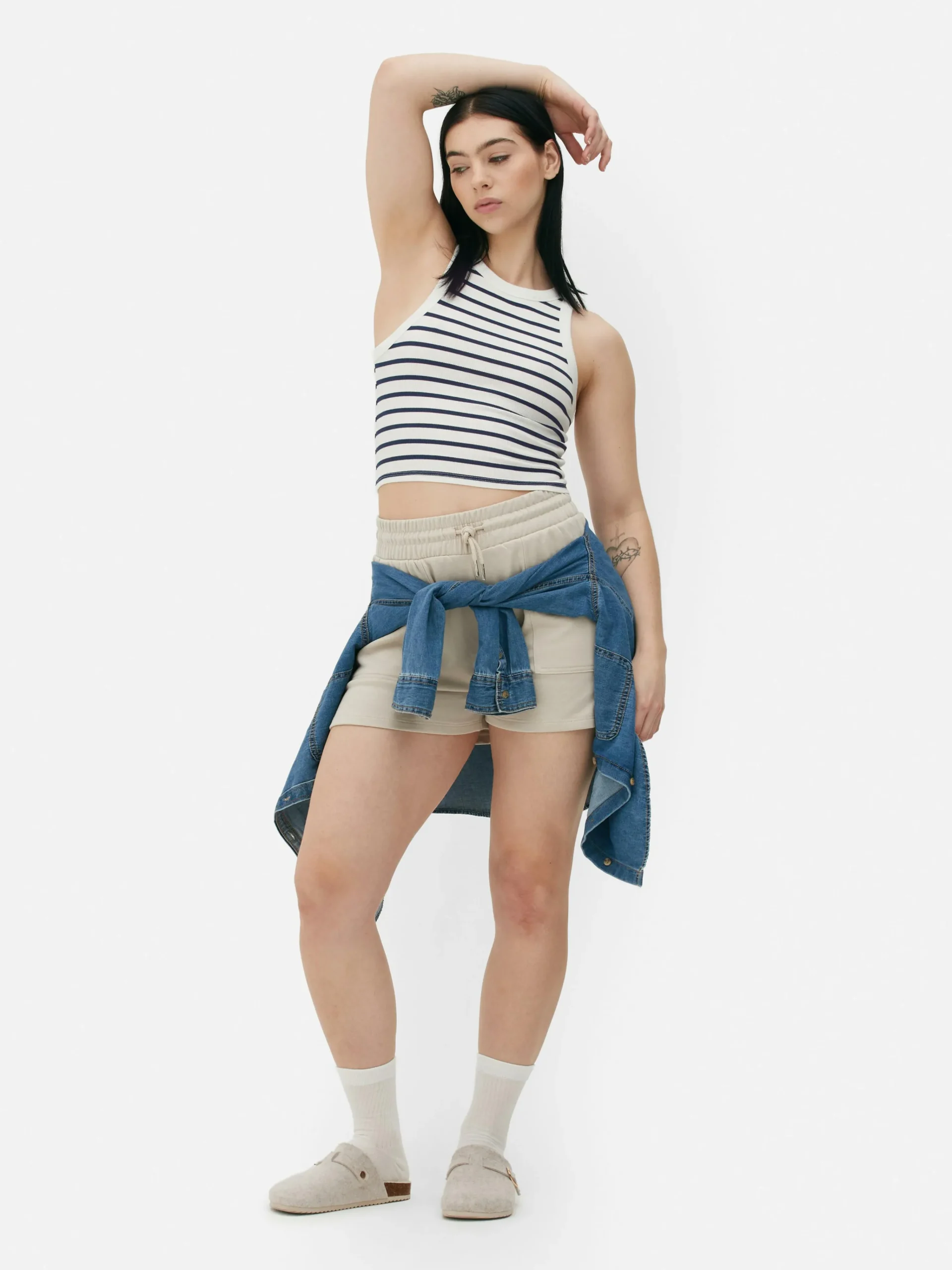 Femme Primark Hauts Et T-Shirts|Débardeur Rayé Côtelé à Dos Nageur