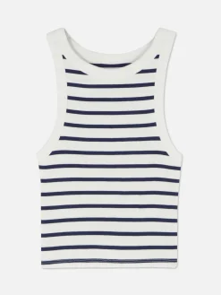 Femme Primark Hauts Et T-Shirts|Débardeur Rayé Côtelé à Dos Nageur