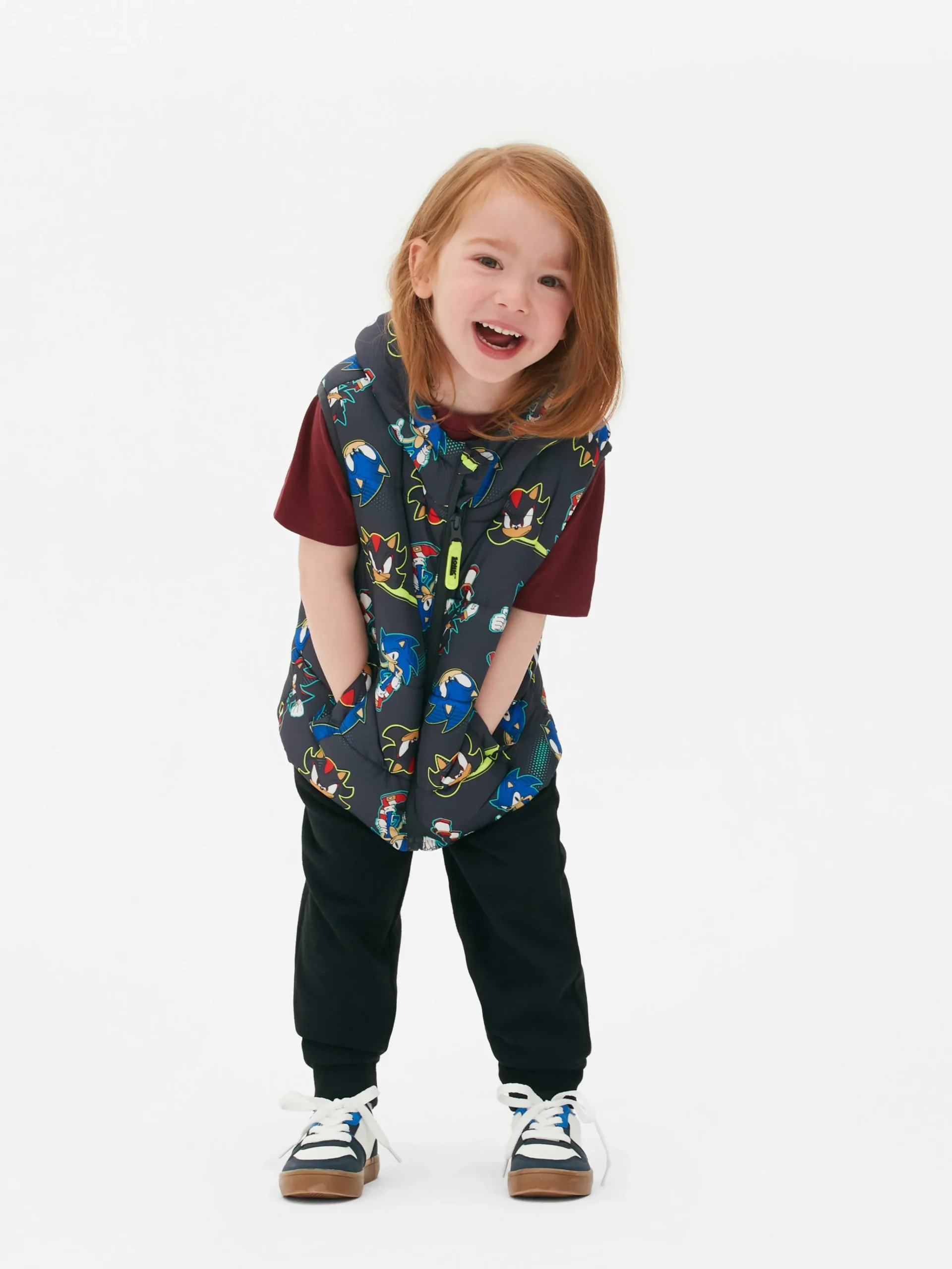 Enfant Primark Manteaux Et Vestes|Doudoune Sans Manches Sonic Le Hérisson Sonic