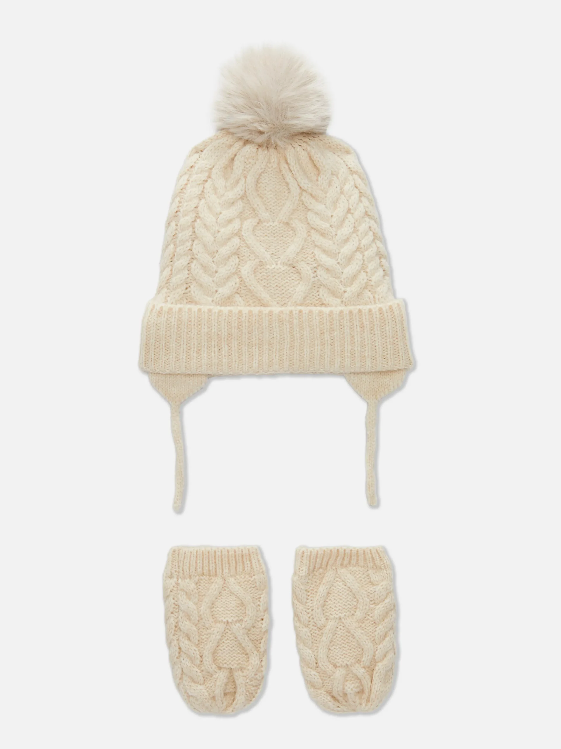 Primark Chapeaux Et Mitaines|Ensemble Bonnet Et Moufles En Maille Torsadée