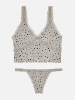 Femme Primark Ensembles Lingerie|Ensemble Caraco Et String En Pointelle à Motifs Sans Couture