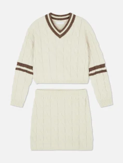 Enfant Primark Ensembles Et Tenues|Ensemble Coordonné Pull Et Jupe En Maille Torsadée