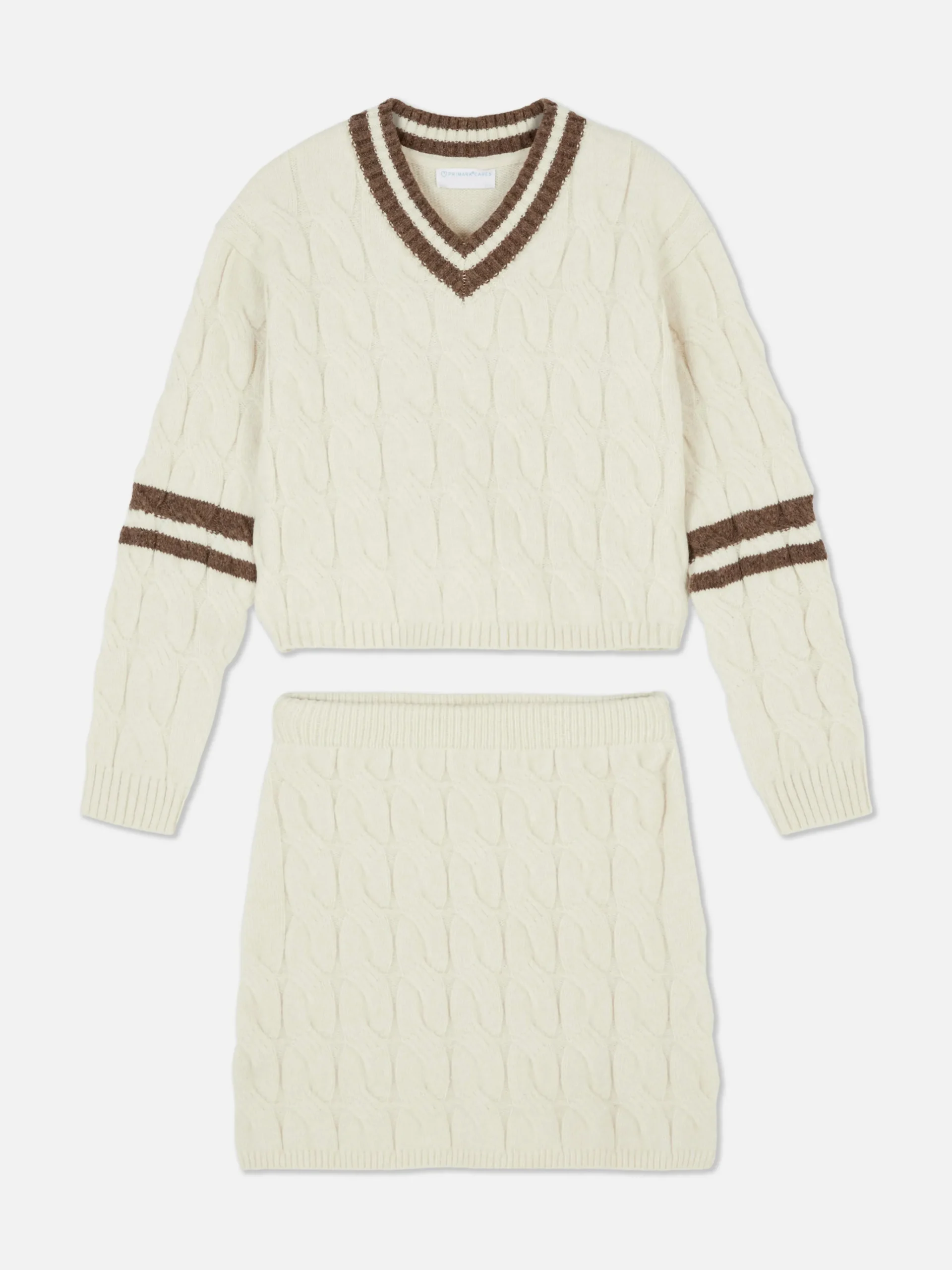 Enfant Primark Ensembles Et Tenues|Ensemble Coordonné Pull Et Jupe En Maille Torsadée