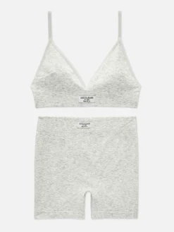 Femme Primark Ensembles Lingerie|Ensembles Pyjamas|Ensemble Détente Short Et Brassière à Bretelles Côtelés