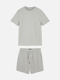 Homme Primark Pyjamas|Ensemble Pyjama Gaufré T-shirt Et Short En Jersey