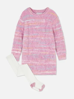 Enfant Primark Robes|Ensemble Robe-pull En Maille Torsadée Et Collants