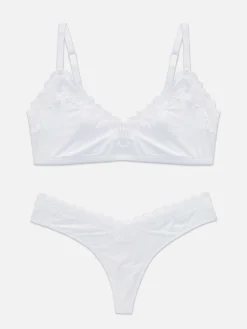 Femme Primark Ensembles Lingerie|Ensemble Soutien-gorge Non Rembourré Et String à Liseré En Dentelle