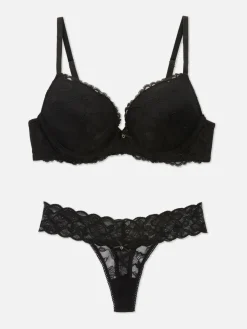 Femme Primark Ensembles Lingerie|Ensemble Soutien-gorge Push-up Et String Dentelle