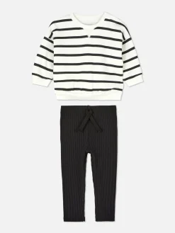 Primark Ensembles Et Tenues|Ensemble Sweat-shirt à Rayures Et Legging Côtelé