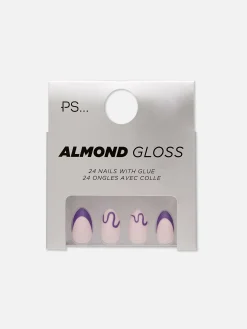 Primark Faux Ongles|Faux Ongles Brillants à Motif Tourbillon En Amande PS...