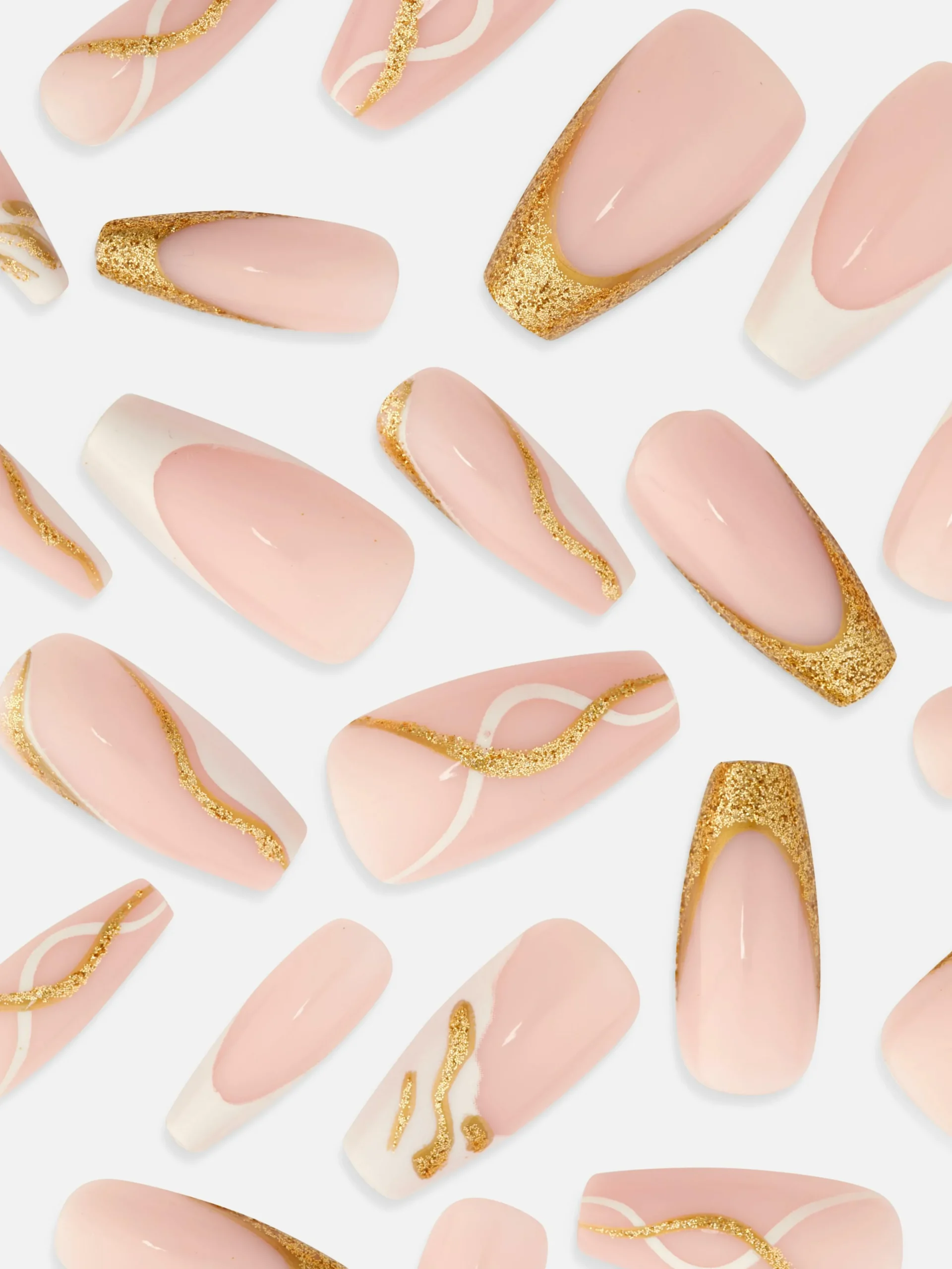 Primark Faux Ongles|Faux Ongles Pointus Glossy à Motif Tourbillons PS...