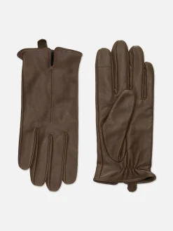 Femme Primark Chapeaux, Gants Et Écharpes|Gants En Cuir à Poignets Crantés