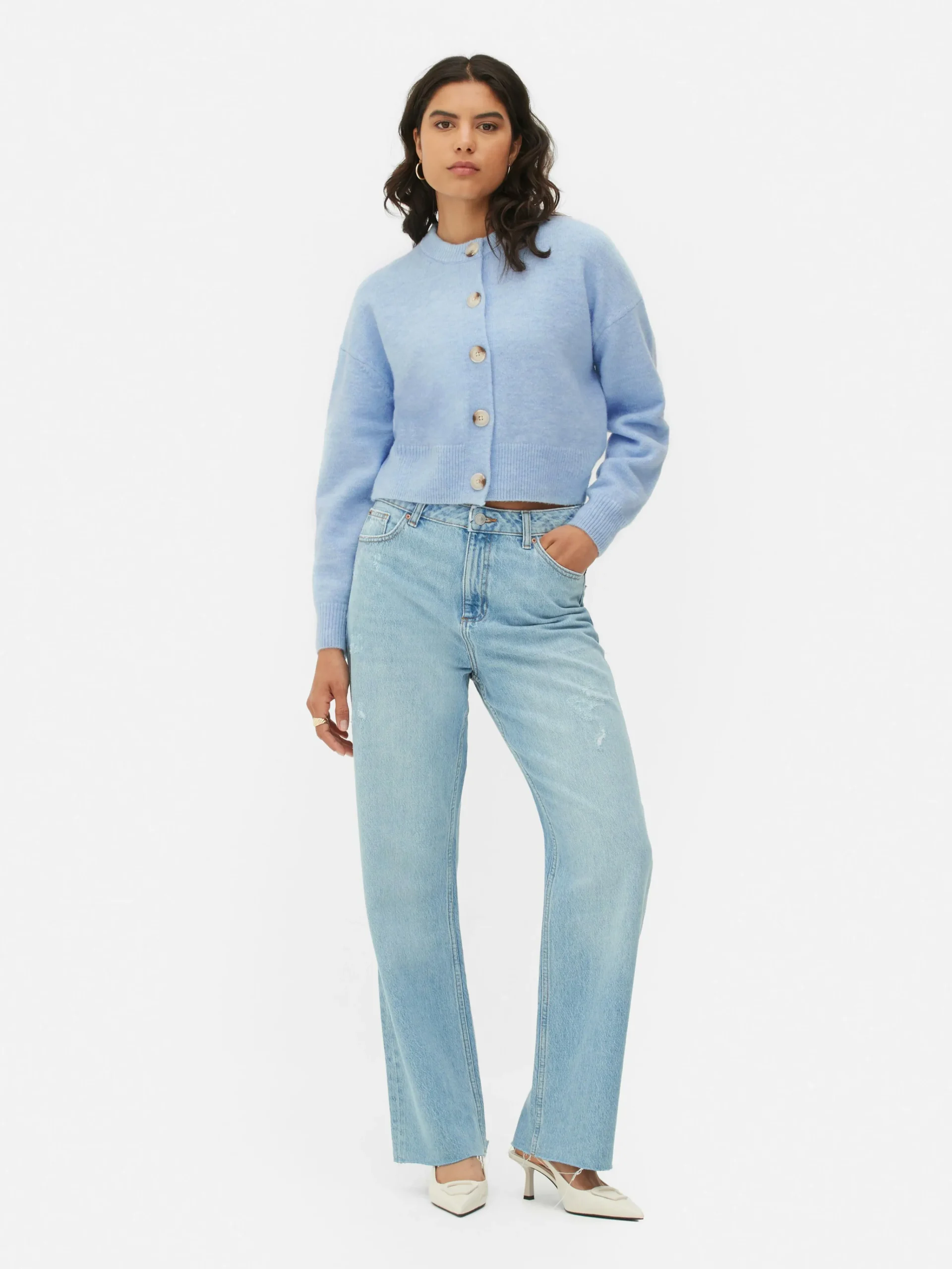 Femme Primark Pulls Et Gilets|Gilet Boutonné à Col Ras-du-cou