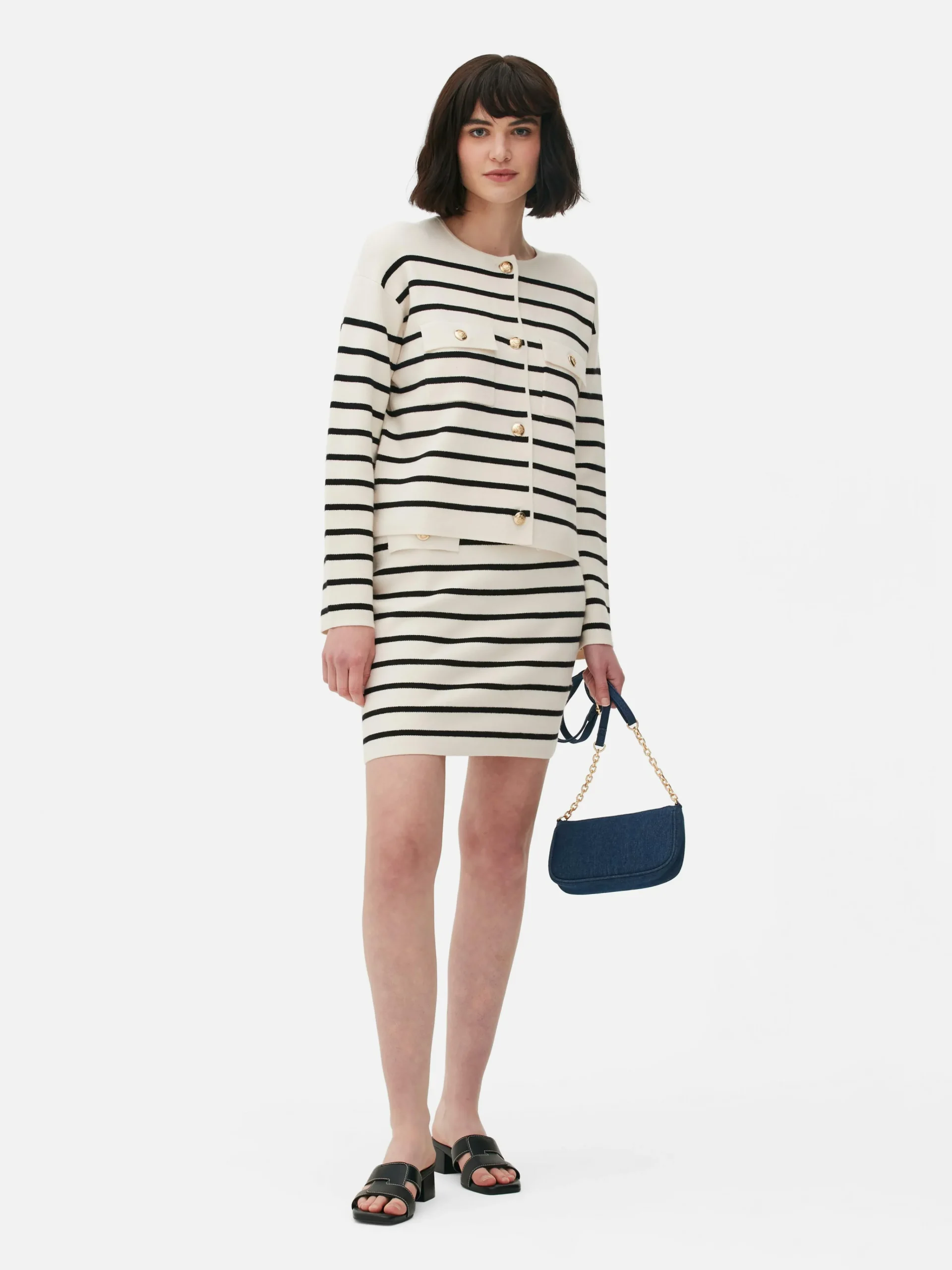 Femme Primark Pulls Et Gilets|Gilet Boutonné à Rayures à Coordonner