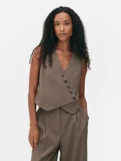 Femme Primark Blazers|Gilet De Costume Asymétrique Boutonné Sur Le Devant
