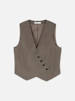 Femme Primark Blazers|Gilet De Costume Asymétrique Boutonné Sur Le Devant