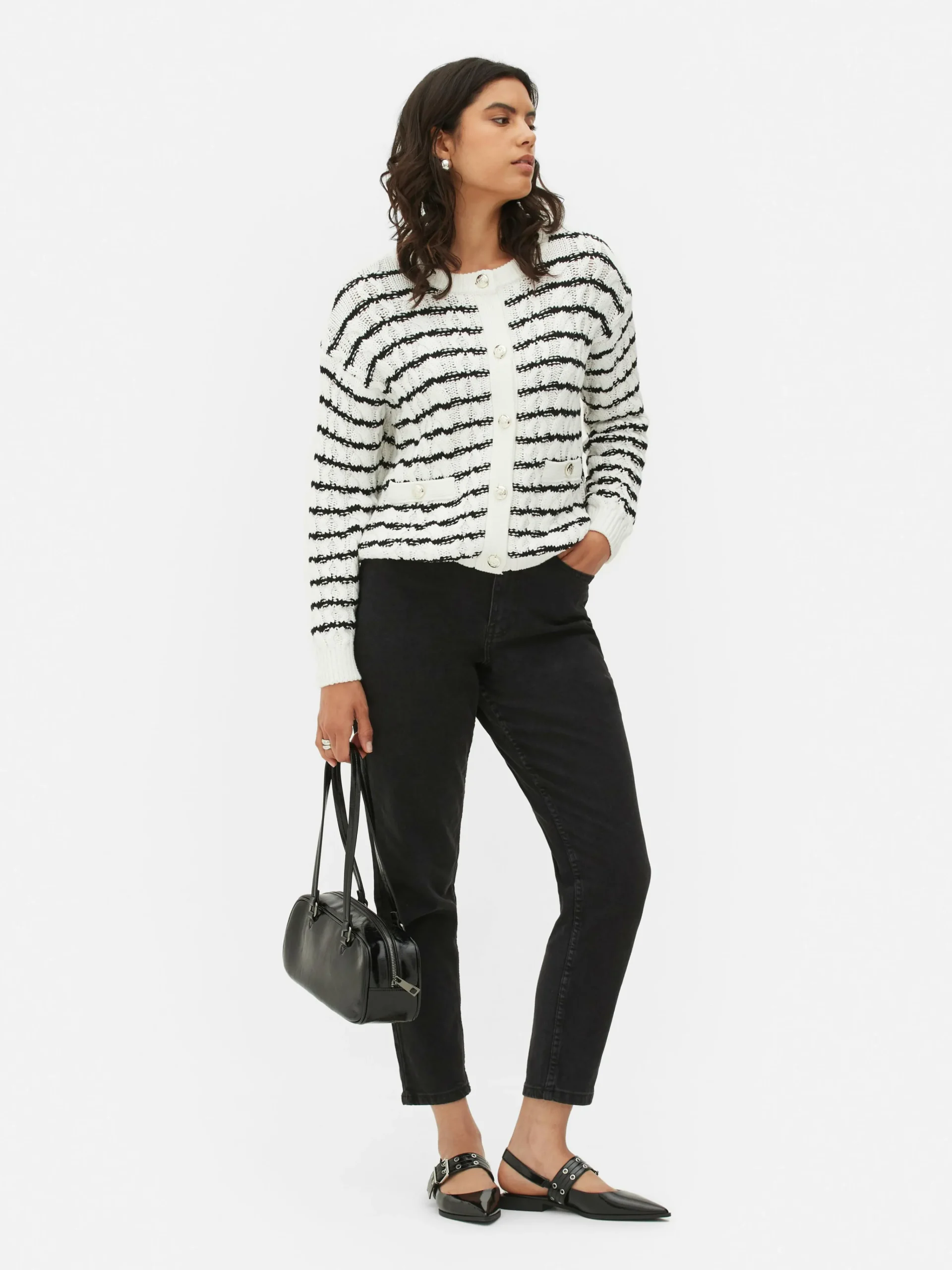 Femme Primark Pulls Et Gilets|Gilet Rayé En Maille Torsadée