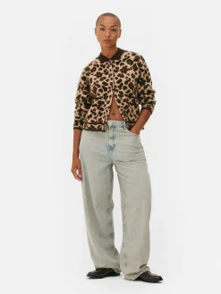 Femme Primark Pulls Et Gilets|Gilet Style Blouson Bomber à Motif Léopard