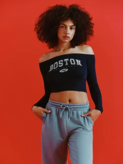 Femme Primark Hauts Et T-Shirts|Haut Court à Encolure Bateau Et Manches Longues