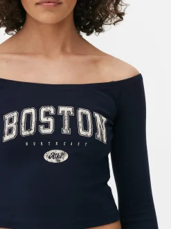 Femme Primark Hauts Et T-Shirts|Haut Court à Encolure Bateau Et Manches Longues