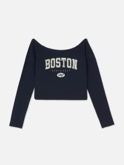 Femme Primark Hauts Et T-Shirts|Haut Court à Encolure Bateau Et Manches Longues