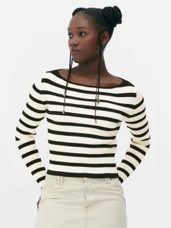 Femme Primark Pulls Et Gilets|Haut Côtelé à Col Bateau